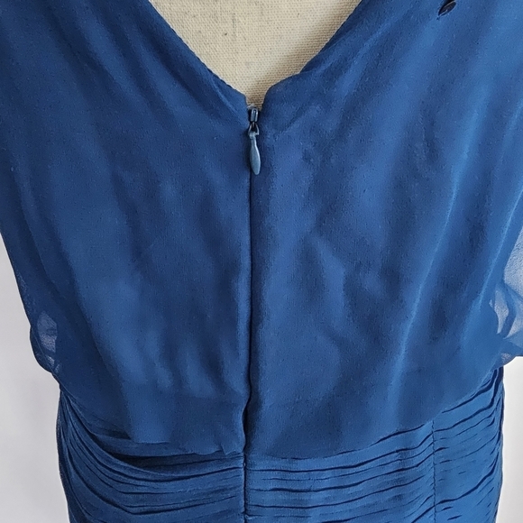 Aidan Mattox Blue Silk Sequin Ruched Dress - Picture 6 of 9